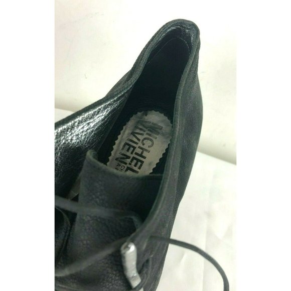 MICHEL VIVIEN Italy Black Wedge Booties Black Pebble Suede Leather Boots Sz 39 - Picture 4 of 9